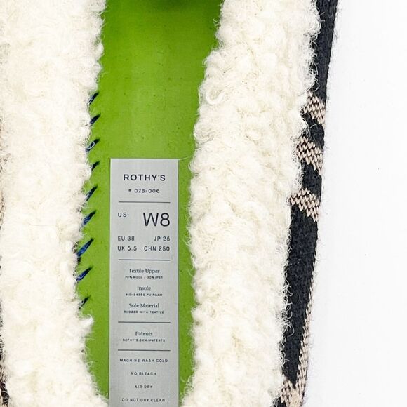 ROTHY'S Merino Wool Blend Slip-on Black Plaid Moccasin Slippers Size 8 NWOB - Picture 6 of 11